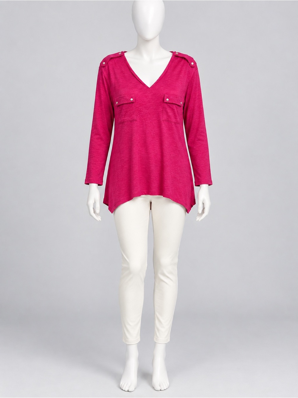 Chico's V-Neck Long Sleeve Tunic - Fuchsia